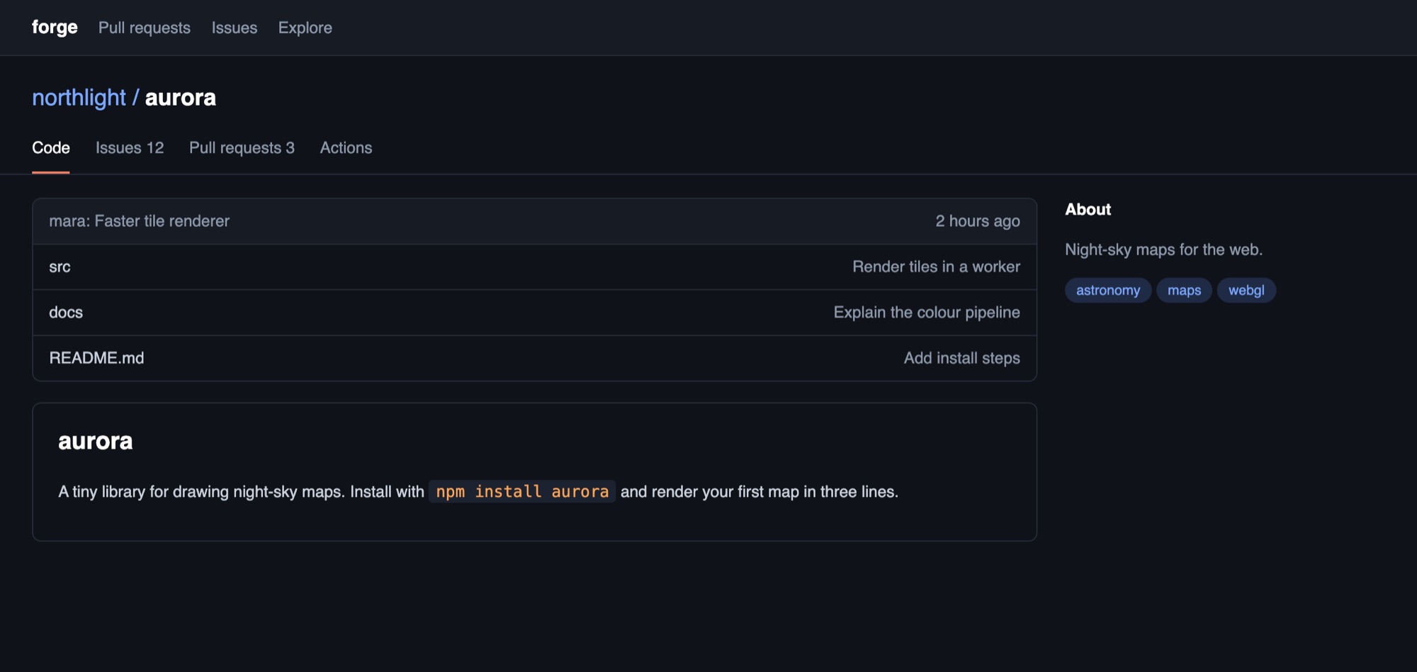 A code hosting site that is dark on its own, left unchanged